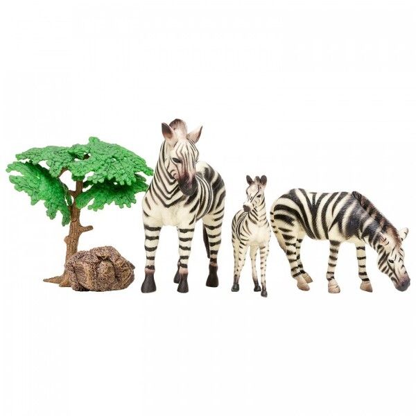 Masai Mara Набор фигурок Мир диких животных Семья зебр (5 предметов)