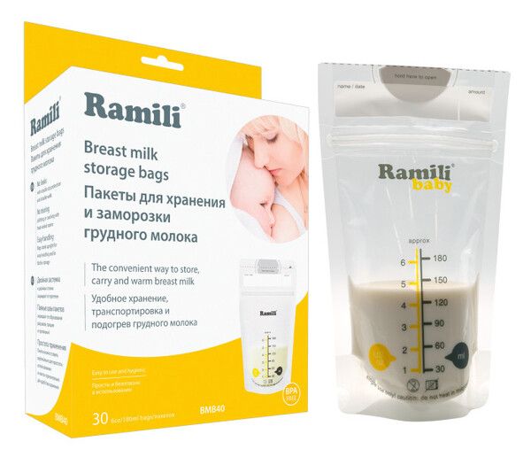 Ramili Пакеты для хранения и заморозки грудного молока 180 мл 30 шт.