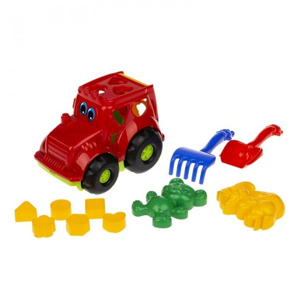 Сортер Colorplast Кузнечик №2 трактор с вкладышами, лопатка и грабельки, две пасочки