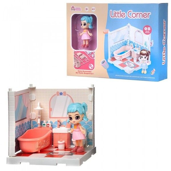 ABtoys Модульный домик Собери сам Мини-кукла в ванной комнате с аксессуарами