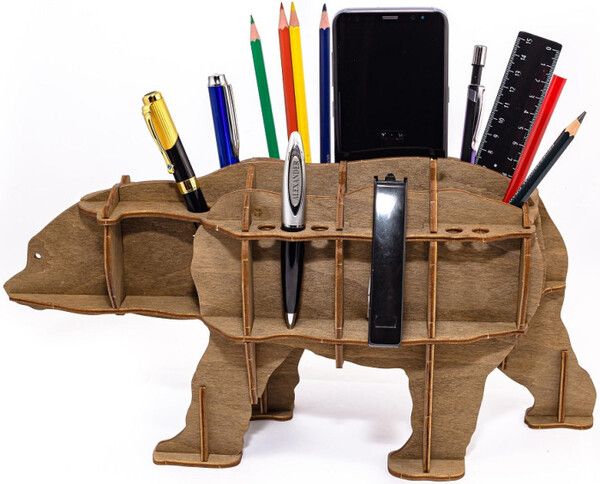 Eco Wood Art Сборная модель 3D Ewa Design Настольный органайзер Медведь