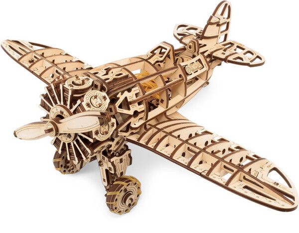 Eco Wood Art Конструктор деревянный 3D Самолет с мотором