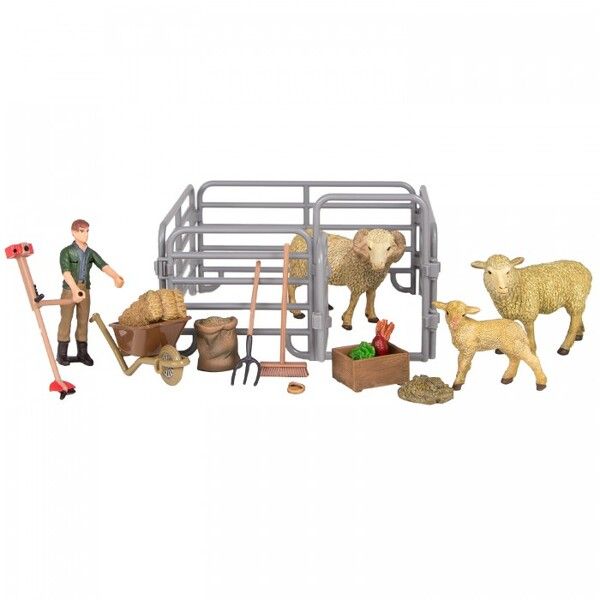 Masai Mara Набор фигурок животных На ферме (ферма игрушка, овцы, фермер, инвентарь)