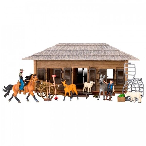Masai Mara Набор фигурок животных На ферме (лошади, козы, ослик, фермеры и инвентарь)