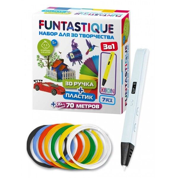 Funtastique Набор: 3D-ручка Xeon и PLA-пластик 7 цветов