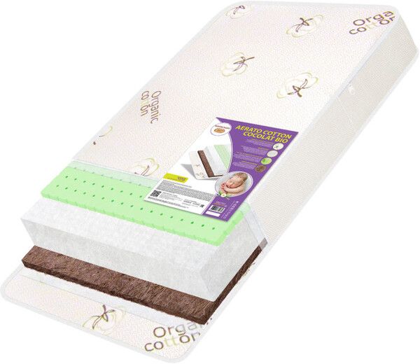 Матрас BoomBaby Aerato Cotton CocoLat Bio 120х60х12 см