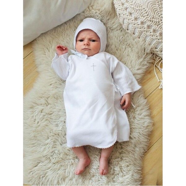 Папитто Крестильный набор для мальчика (полотенце, рубашка и чепчик)