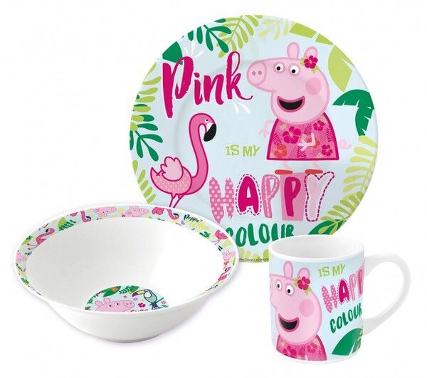 ND Play Набор посуды в подарочной упаковке Свинка Пеппа и Фламинго (3 предмета)