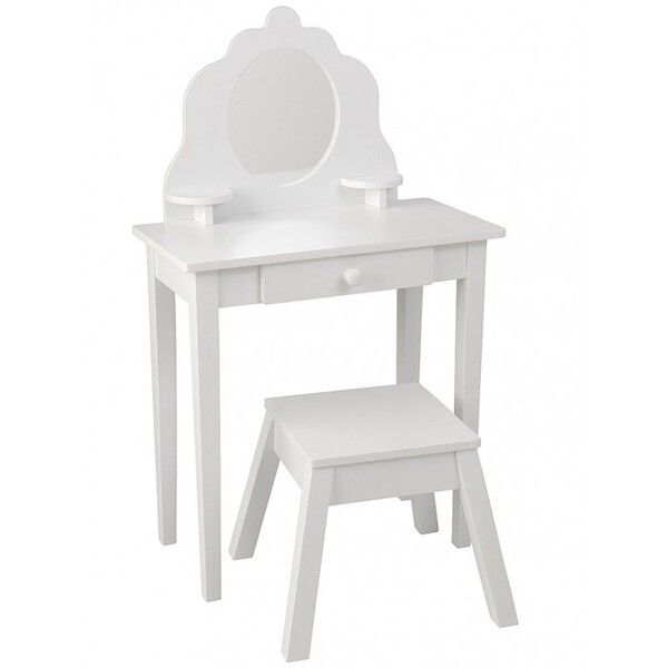 KidKraft Туалетный столик из дерева для девочки Модница (White Medium Vanity & Stool)