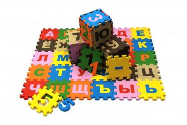 Игровой коврик Экопромторг Мягкий пол развивающий Буквы и Цифры 48 деталей 10x10 см
