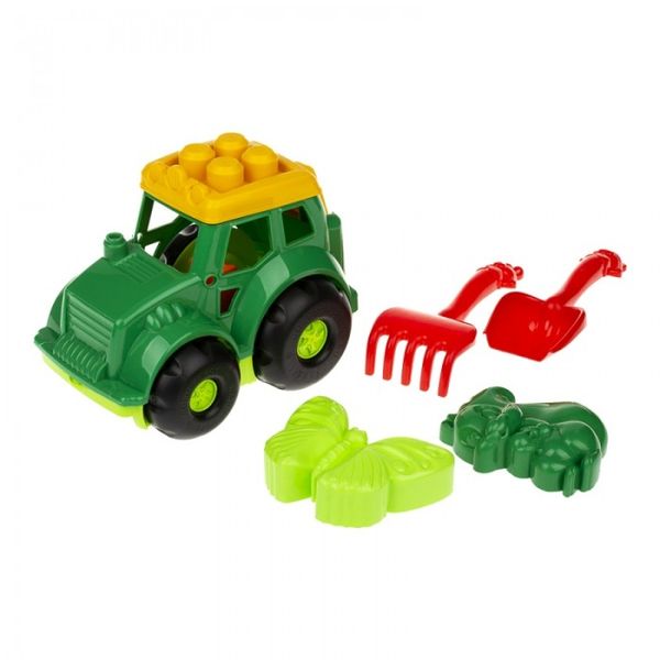 Colorplast Набор Кузнечик №2: трактор, лопатка и грабельки, две пасочки