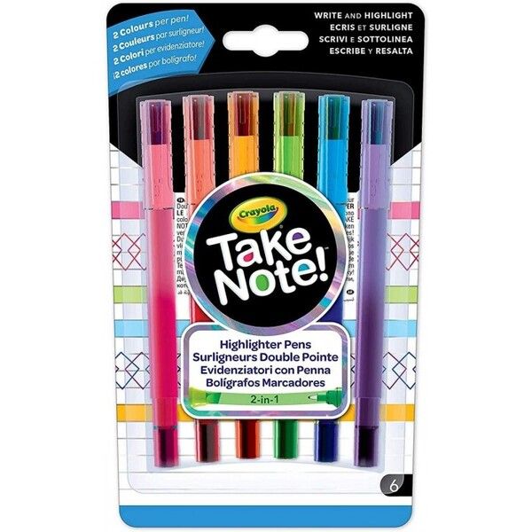 Фломастеры Crayola Двусторонних смываемые Take Note 6 шт.