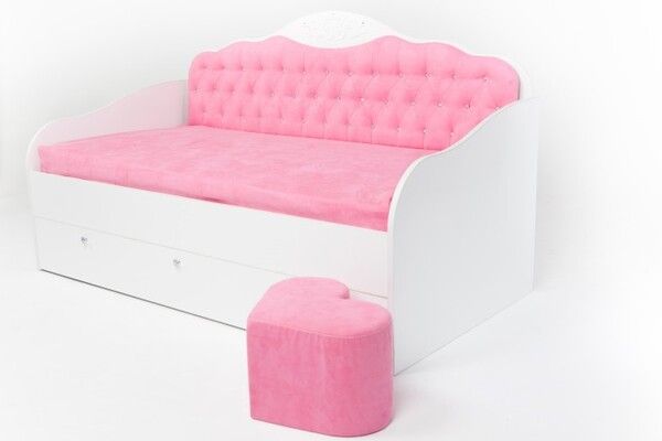 Подростковая кровать ABC-King диван Princess Фея со стразами Сваровски без ящика и матраса 160x90 см