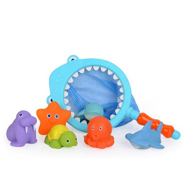 ROXY-KIDS Набор игрушек для ванны с сачком Морские животные 7 шт.