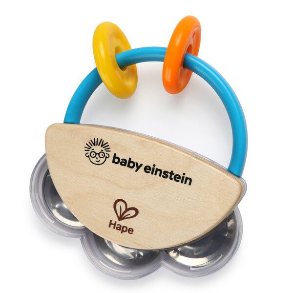 Погремушка Hape Музыкальная игрушка 2 в 1 бубен и погремушка для малышей