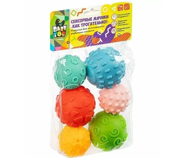 Развивающая игрушка Bondibon Сенсорные мячики Как трогательно! Планета 6 шт.