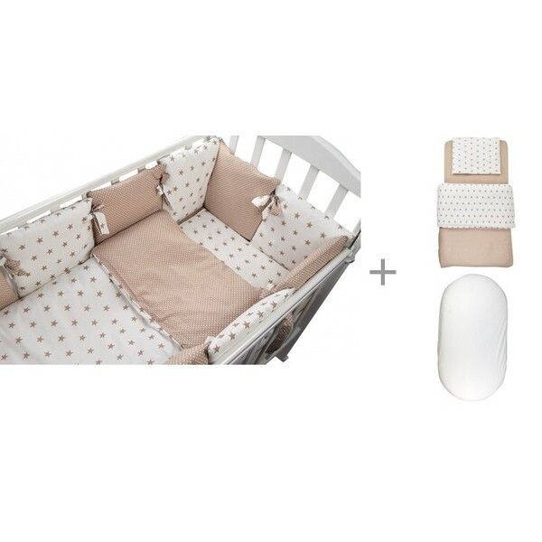 Комплект в кроватку Forest kids для овальной кроватки Dream (18 предметов) с постельным бельем и наматрасником