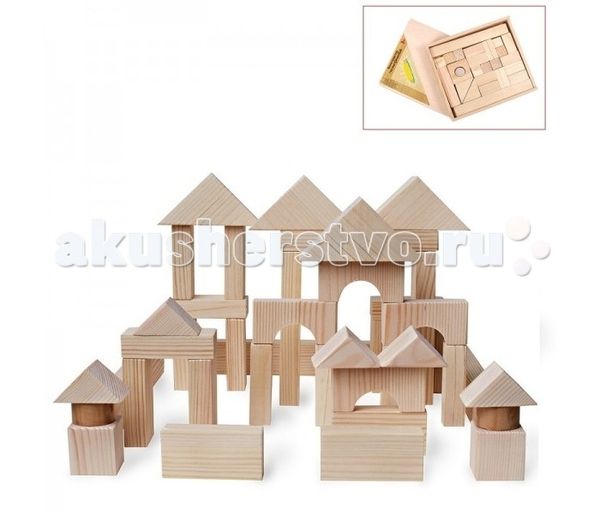 Деревянная игрушка Paremo конструктор 51 деталь неокрашенный в деревянном ящике