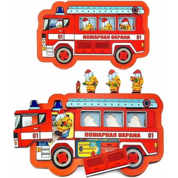 Деревянная игрушка Нескучные Игры Развивающая доска Пожарная охрана