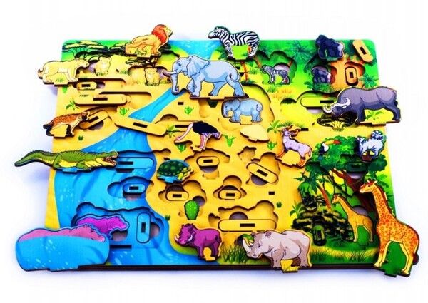 Деревянная игрушка Нескучные Игры Доска 3D Водопой на Лимпопо
