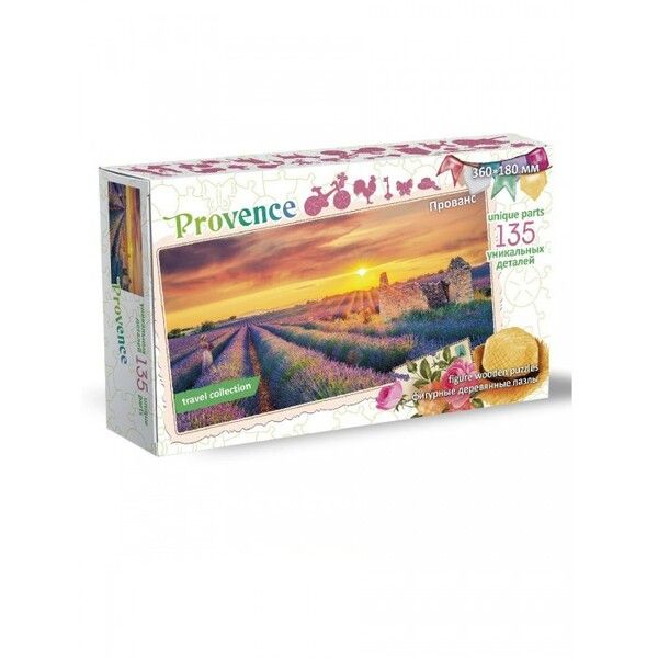 Деревянная игрушка Нескучные Игры Фигурный пазл Travel Collection - Прованс Франция (135 деталей)