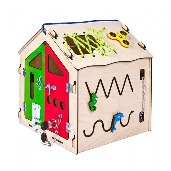 Деревянная игрушка AliceToys Бизиборд домик для мальчиков и девочек 1 S