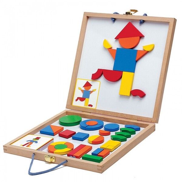 Деревянная игрушка Djeco Настольная детская развивающая магнитная игра Геоформ