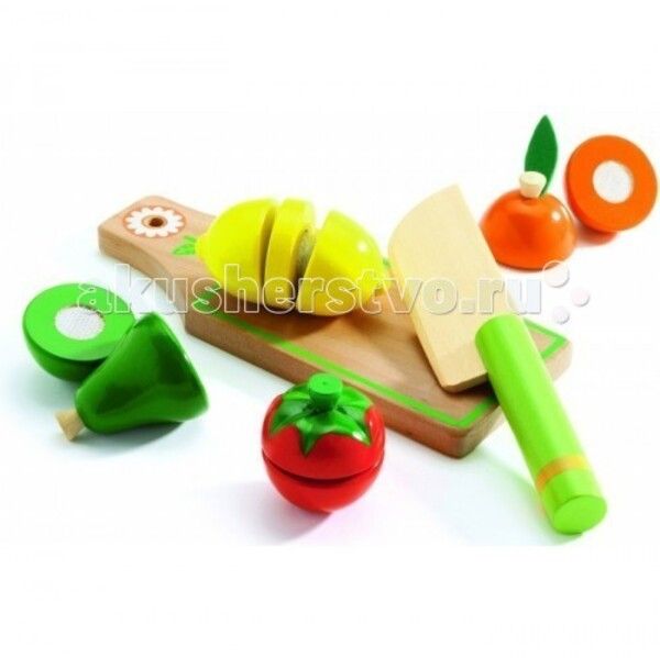 Деревянная игрушка Djeco Игровой набор для разрезания Фрукты и овощи