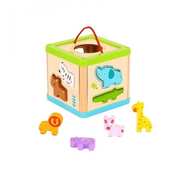 Деревянная игрушка Tooky Toy Куб-сортер Животные