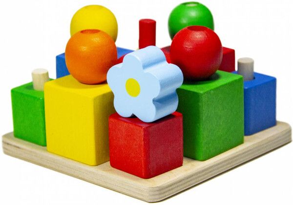 Деревянная игрушка Краснокамская игрушка Пирамидка Геометрическая полянка