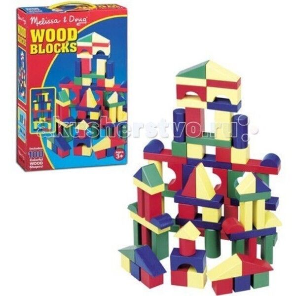 Деревянная игрушка Melissa & Doug Набор цветных блоков 100 деталей
