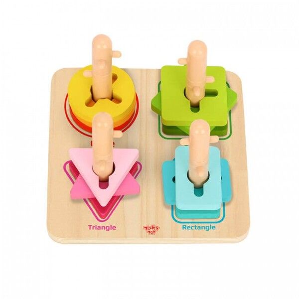 Деревянная игрушка Tooky Toy Разноцветные фигуры