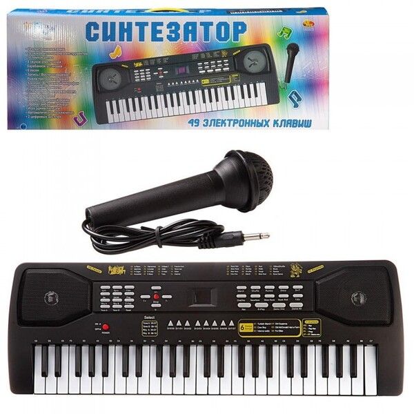 Музыкальный инструмент ABtoys Синтезатор (пианино электронное) с адаптером 49 клавиш