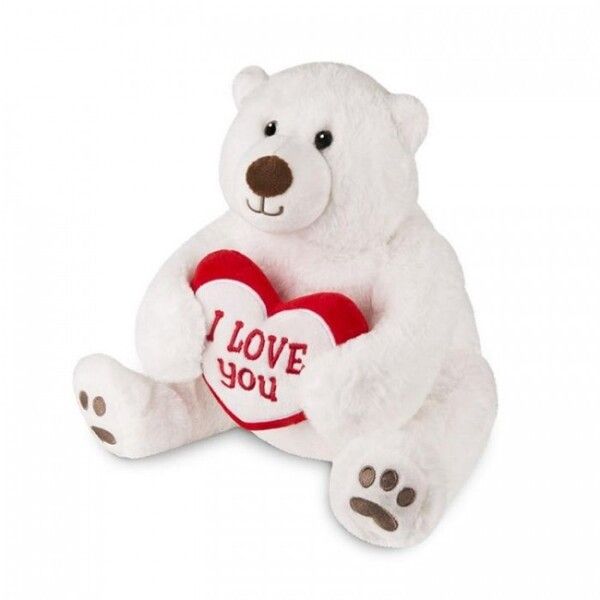 Мягкая игрушка Maxitoys Белый Медведь с Сердцем 30 см