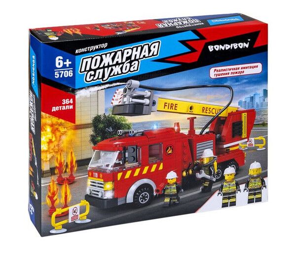 Конструктор Bondibon Пожарная Служба Машина-водомет (364 детали)
