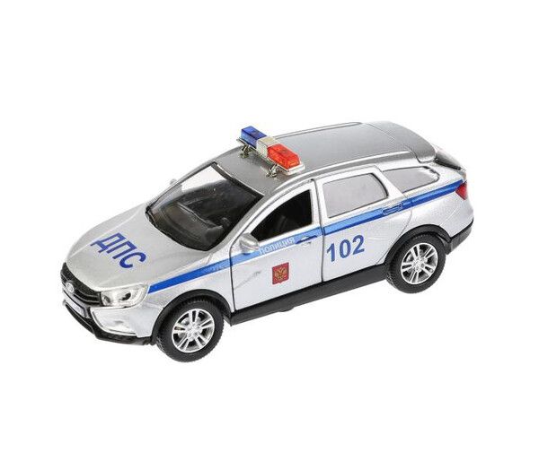 Технопарк Машина металлическая со светом и звуком Lada Vesta SW Cross Полиция 12 см