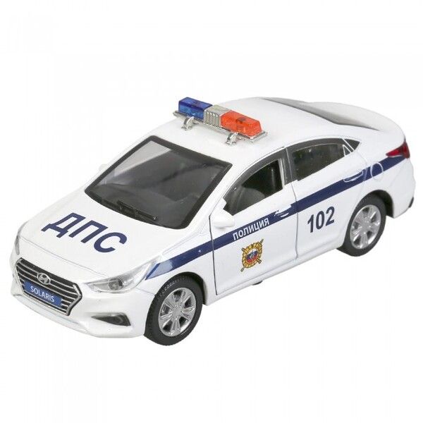 Технопарк Машина металлическая Hyundai Solaris Полиция 12 см