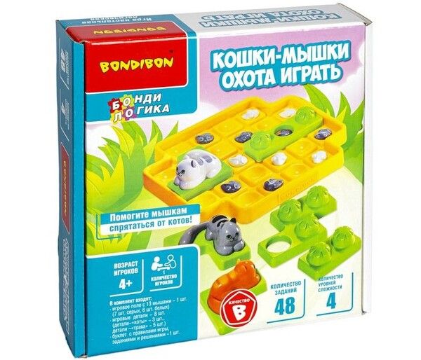 Bondibon Настольная логическая игра-головоломка БондиЛогика Кошки-мышки Охота играть