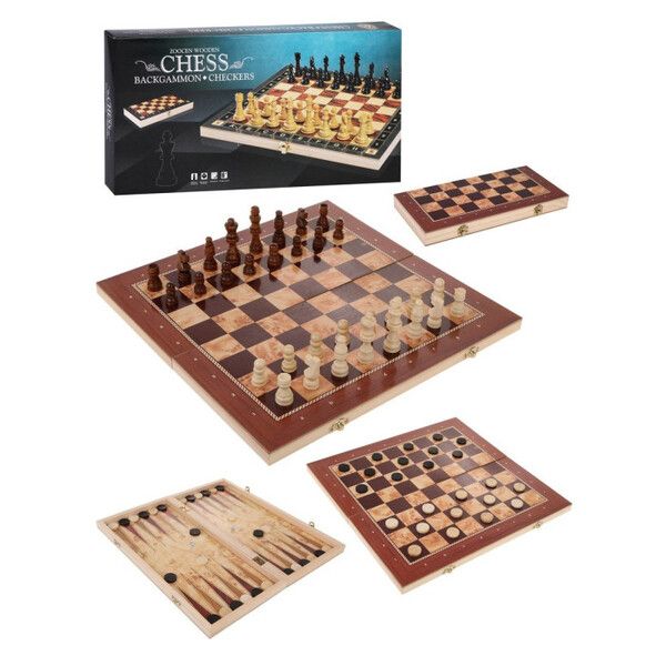 Наша Игрушка Настольная игра 3 в 1 Шахматы, шашки и нарды с игровым полем 40х40 см