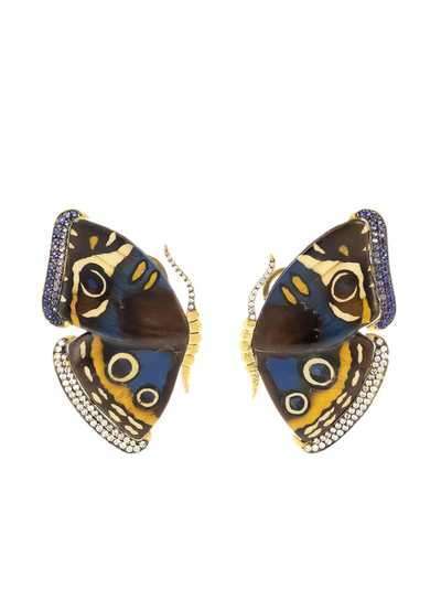 SILVIA FURMANOVICH золотые серьги Marquetry Butterfly с бриллиантами