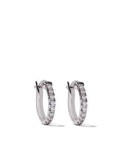 De Beers 18kt white gold Micropavé small hoop diamond earrings