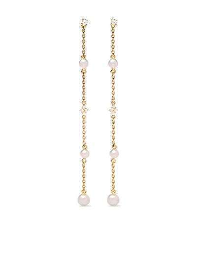 Yoko London золотые серьги-подвески Trend с жемчугом и бриллиантами