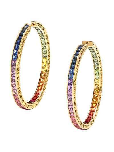 Dolce & Gabbana серьги-кольца из желтого золота с бриллиантами и сапфирами