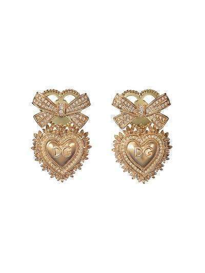 Dolce & Gabbana серьги Devotion из желтого золота с бриллиантами