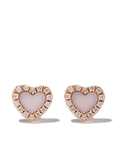 AS29 серьги-гвоздики Miami Heart из розового золота с бриллиантами и жемчугом