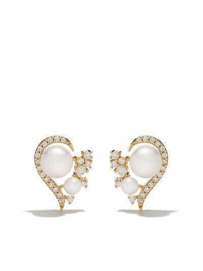 Yoko London золотые серьги-гвоздики Trend с жемчугом и бриллиантами