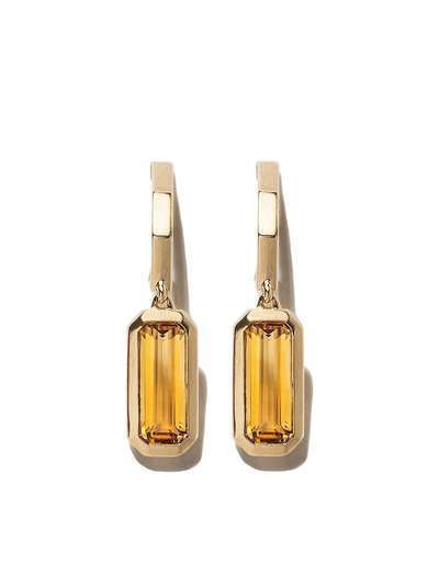 David Yurman 18kt yellow gold Novella hoop drop citrine earrings