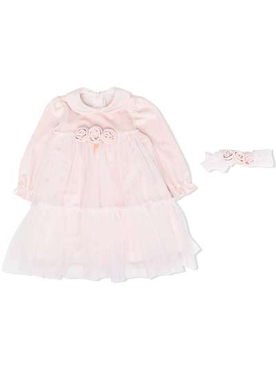 Le Bebé Enfant платье из тюля с цветочной аппликацией