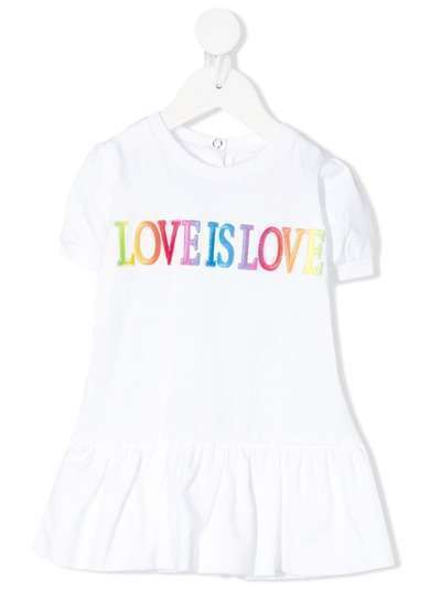 Alberta Ferretti Kids расклешенное платье с вышивкой Love Is Love