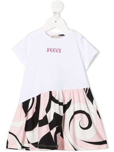 Emilio Pucci Junior платье с абстрактным принтом и нашивкой-логотипом